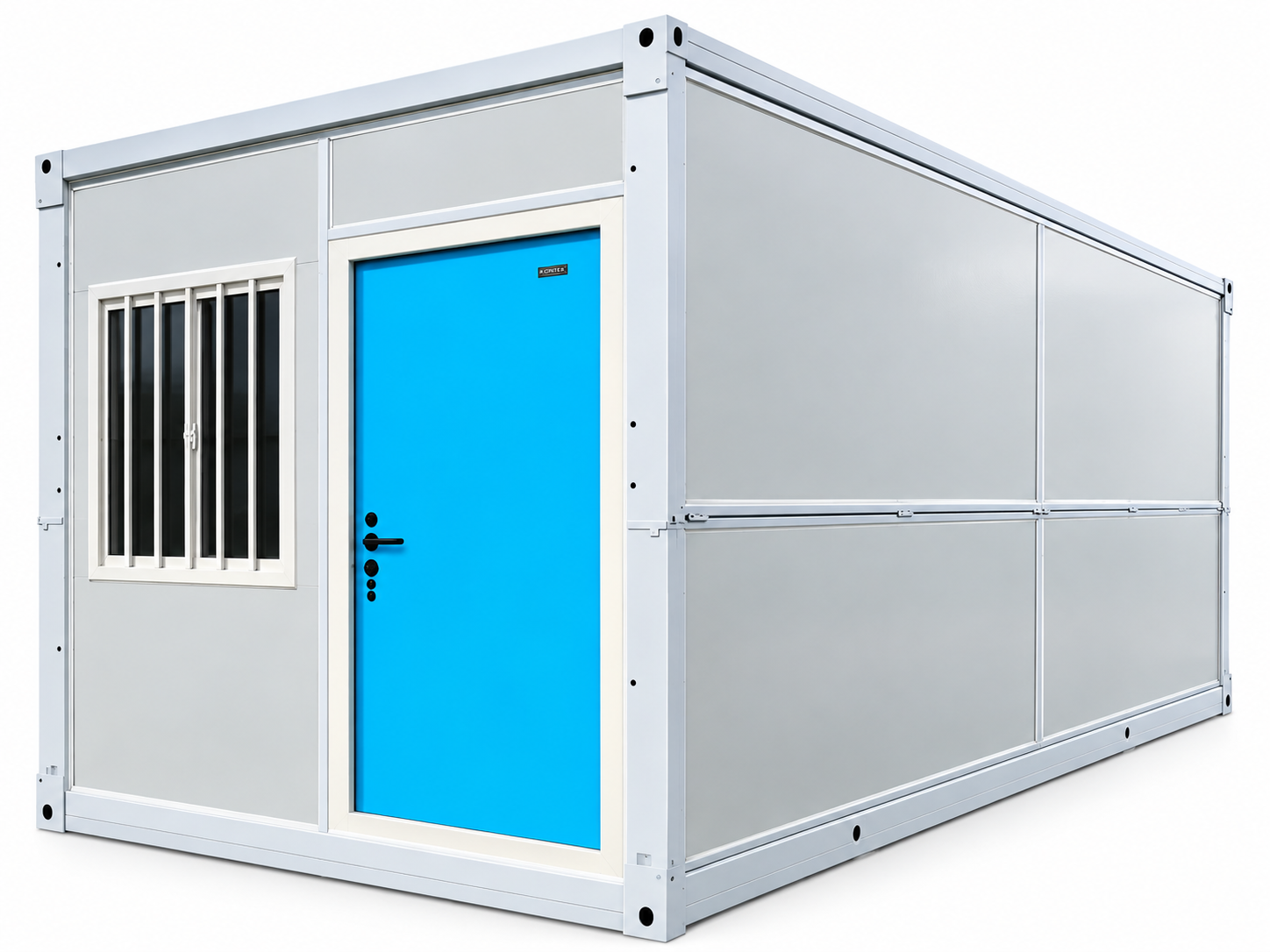 Modelo X casa modular plegable, vista lateral derecha