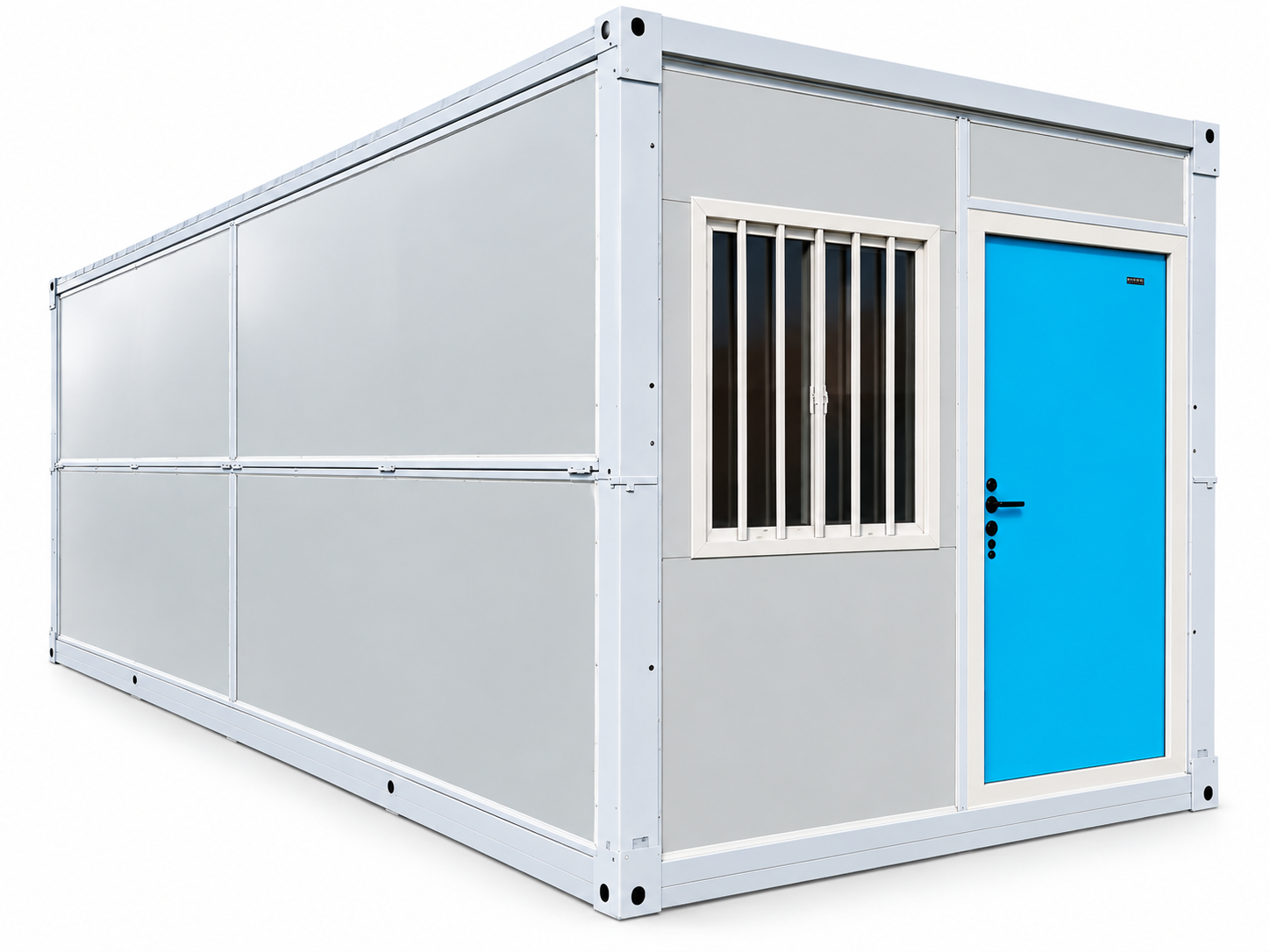 Modelo X casa modular plegable, vista lateral izquierda