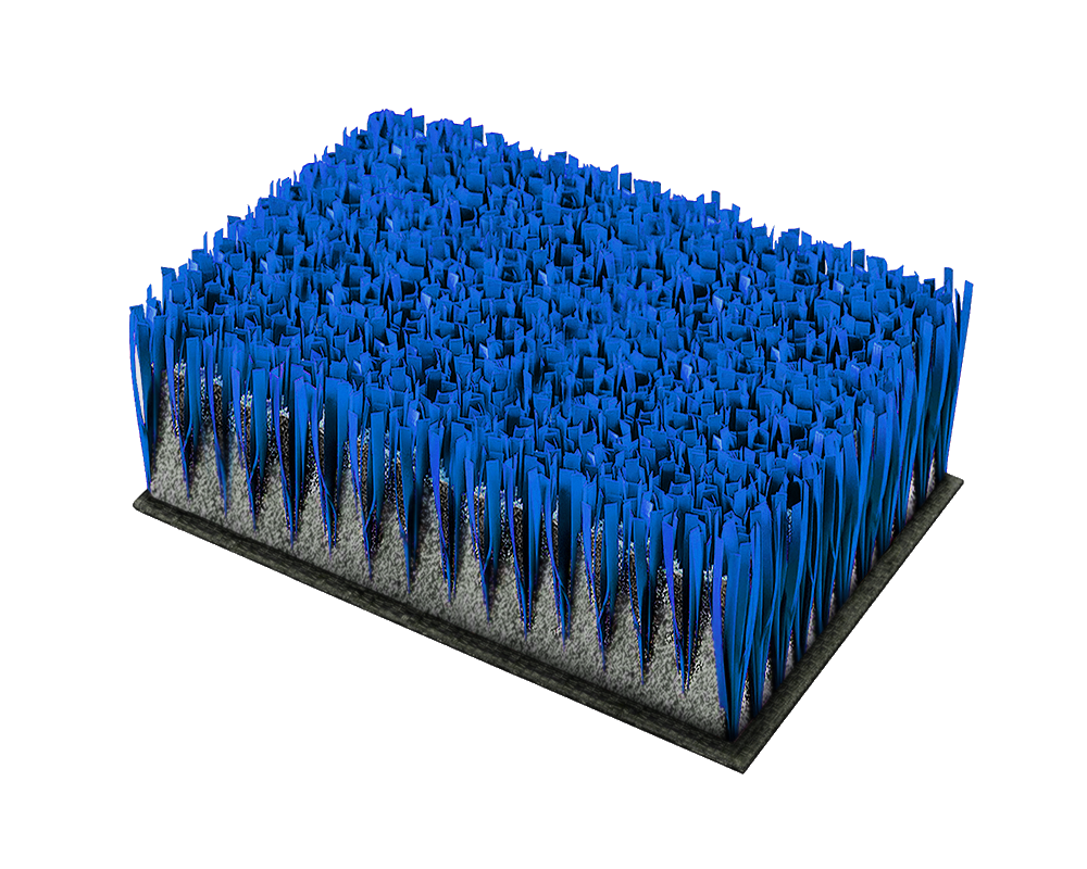 Muestra de césped Fibrilado color azul