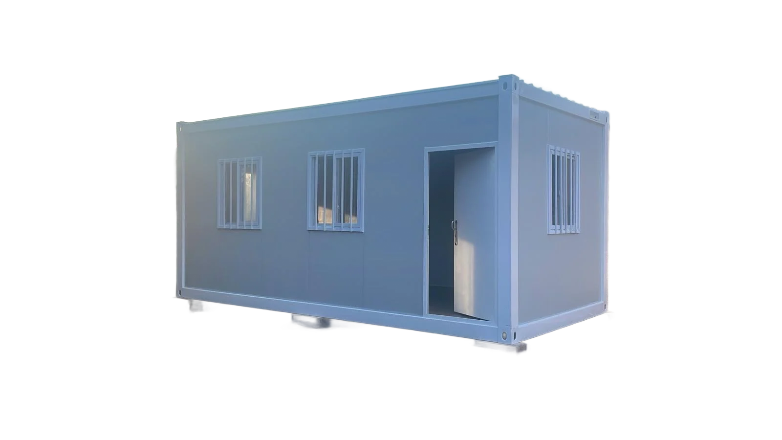 Modelo 18m2 casa modular gris y blanca