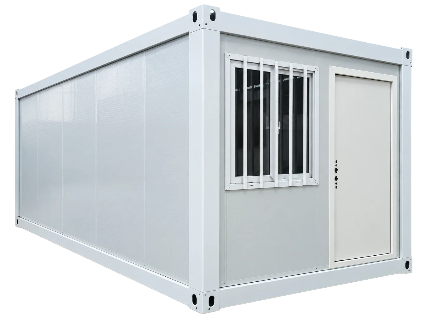 Modelo Y Premium casa modular, vista frontal en ángulo